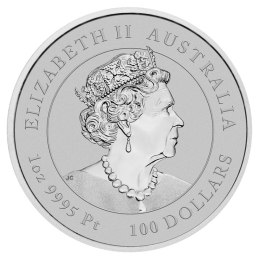 1 oz Lunar III Królik 2023 platynowa moneta z Perth Mint – rewers