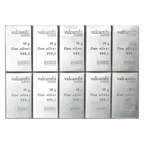 10 x 10g Srebrna Sztabka | CombiBar® | Valcambi 10 x 10g Srebrna Sztabka | CombiBar® | Valcambi