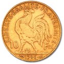 10 French Francs Marianne Rooster Gold Coin (1899-1914)