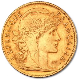 10 French Francs Marianne Rooster Gold Coin (1899-1914)
