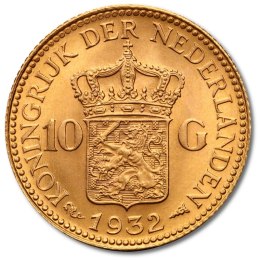 10 Guldenów Holandia Wilhelmina Złota Moneta | 1892 - 1933