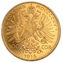 100 Koron Austriackich Franciszek Józef I Złota Moneta