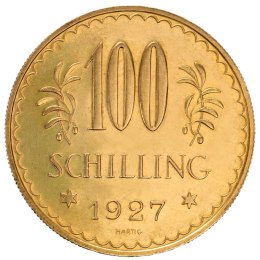 100 Szylingów Austriackich Złota Moneta | 1925 - 1934