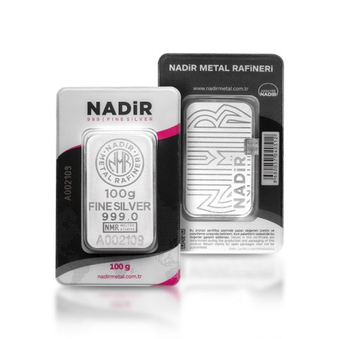 100g Srebrna Sztabka | Nadir Metal Rafineri | Bita