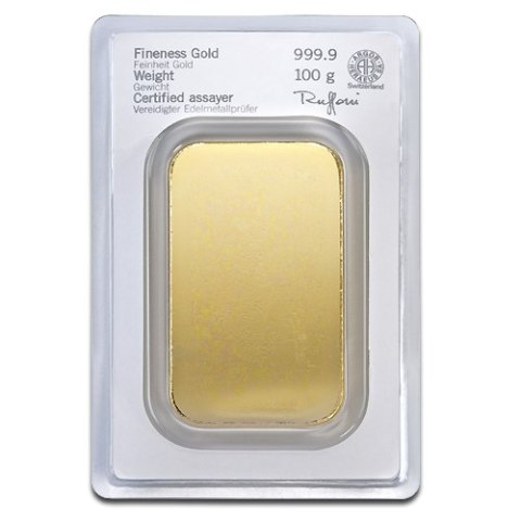 100g Złota Sztabka Bita | Heraeus 100g Złota Sztabka Bita | Heraeus