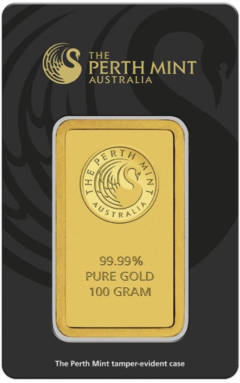 100g sztabka złota Perth Mint 100g sztabka złota Perth Mint