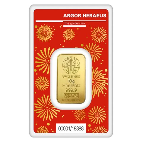 10 g Złota Sztabka Rok Smoka 2024 – Argor-Heraeus, blister CertiPack z motywem smoka 10 g Złota Sztabka Rok Smoka 2024 – Argor-Heraeus, blister CertiPack z motywem smoka