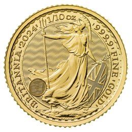 1/10 oz Britannia Karol III Złota Moneta | 2024