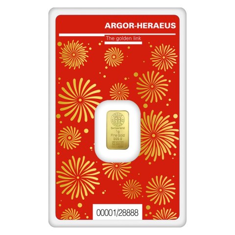 1 g Złota Sztabka Rok Smoka 2024 – Argor-Heraeus, blister CertiPack, motyw smoka 1 g Złota Sztabka Rok Smoka 2024 – Argor-Heraeus, blister CertiPack, motyw smoka