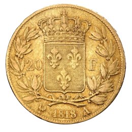 20 Franków Francja Ludwik XVIII Złota Moneta | 1814 -1824