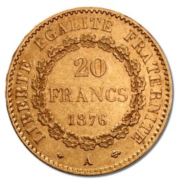 20 Franków Francja Trzecia Republika Anioł Złota Moneta | 1871-1898 | Lekko uszkodzony