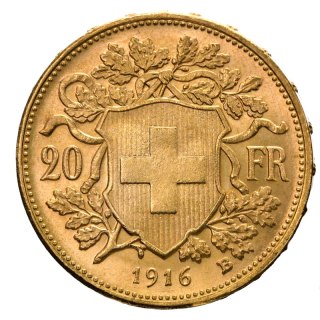 20 Franków Szwajcarskich Vreneli Złota Moneta | 1897 - 1949