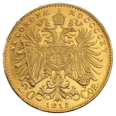 20 Koron Austriackich Franciszek Józef I Złota Moneta | Nowe bicie 20 Koron Austriackich Franciszek Józef I Złota Moneta | Nowe bicie