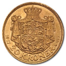 Złota moneta 20 Koron Chrystian X Dania 1913–1917