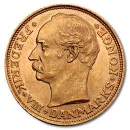 Złota moneta 20 Koron Fryderyk VIII Dania 1908–1912