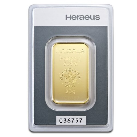 20g Złota Sztabka | Heraeus 20g Złota Sztabka | Heraeus