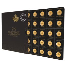 25 x 1g Liść Klonowy MapleGram Złote Monety
