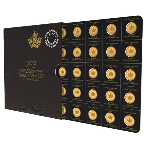 25 x 1g Liść Klonowy MapleGram Złote Monety 25 x 1g Liść Klonowy MapleGram Złote Monety