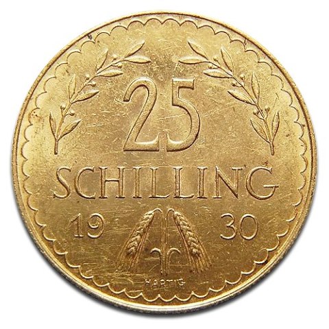 25 Szylingów Austriackich Złota Moneta | 1926 - 1938 25 Szylingów Austriackich Złota Moneta | 1926 - 1938