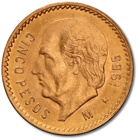 5 Peso Meksyk Hidalgo Złota Moneta | 1905 -1955 5 Peso Meksyk Hidalgo Złota Moneta | 1905 -1955