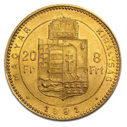 8 Forintów / 20 Franków Węgry Złota Moneta | 1870 - 1892