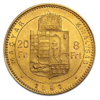 8 Forintów / 20 Franków Węgry Złota Moneta | 1870 - 1892