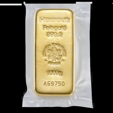 1 kg złota sztabka z uszkodzonym opakowaniem – widok frontu 1 kg złota sztabka z uszkodzonym opakowaniem – widok frontu