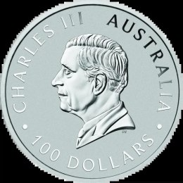 1 oz Australijski Kangur Platynowa Moneta 2025 – przód z wizerunkiem Króla Karola III