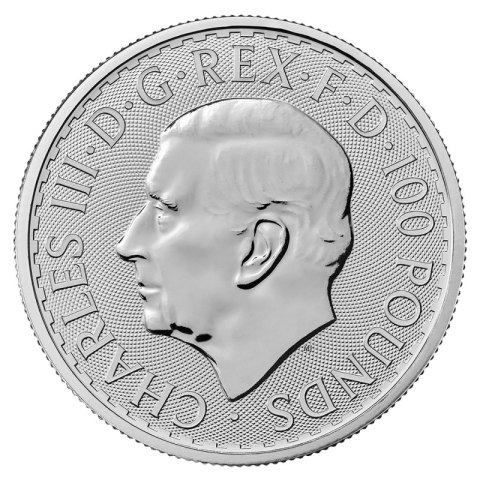 1 oz Britannia Karol III Platynowa Moneta 2024 rewers – postać Britannii z zabezpieczeniami 1 oz Britannia Karol III Platynowa Moneta 2024 rewers – postać Britannii z zabezpieczeniami