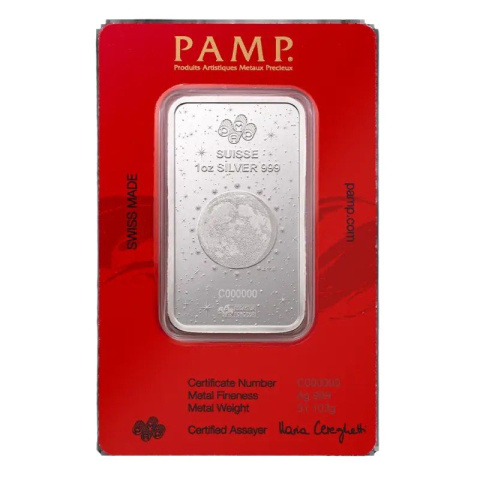 Srebrna sztabka 1 oz Legendarne Księżyce Biały Wąż PAMP 2025 Srebrna sztabka 1 oz Legendarne Księżyce Biały Wąż PAMP 2025
