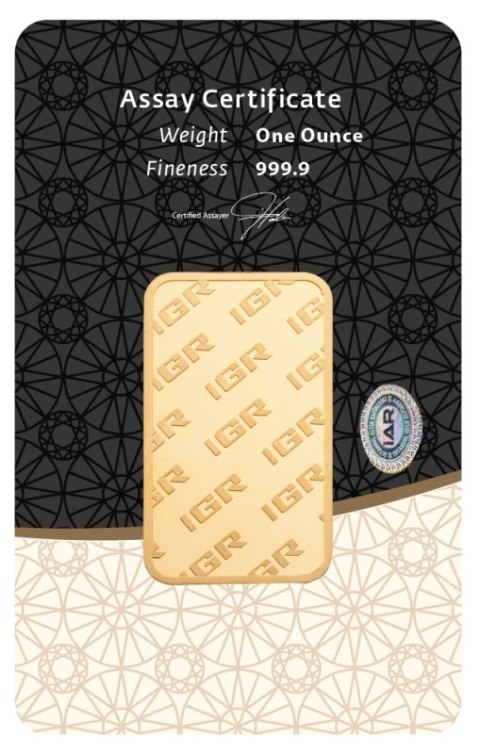 Złota sztabka 1 oz Istanbul Gold Refinery IGR w blistrze – złoto inwestycyjne 999.9 z certyfikatem Złota sztabka 1 oz Istanbul Gold Refinery IGR w blistrze – złoto inwestycyjne 999.9 z certyfikatem