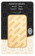 100g sztabka złota Istanbul Gold Refinery w certyfikowanym blistrze