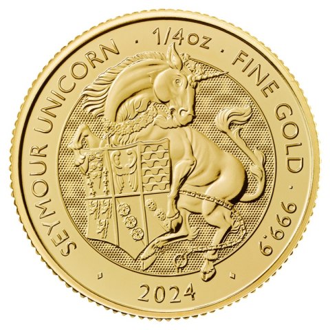 1/4 oz Tudor Beasts Jednorożec Złota Moneta | 2024 1/4 oz Tudor Beasts Jednorożec Złota Moneta | 2024