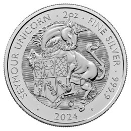 2 oz Bestie Tudorów Jednorożec Srebrna Moneta | 2024