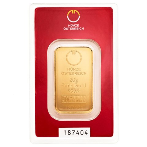20g Sztabka Złota Mennica Austriacka w blistrze z certyfikatem – GoldInvest24