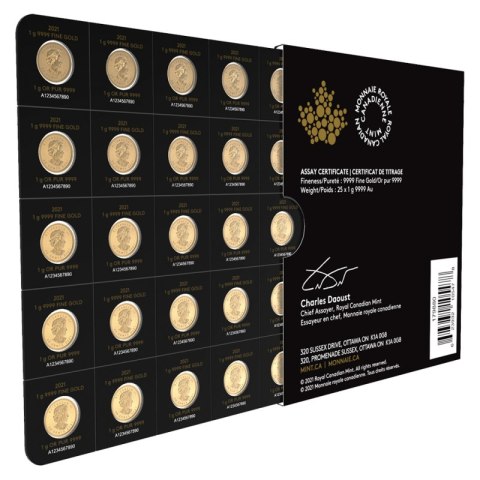 25 x 1g Liść Klonowy MapleGram Złote Monety | Uszkodzony blister 25 x 1g Liść Klonowy MapleGram Złote Monety | Uszkodzony blister