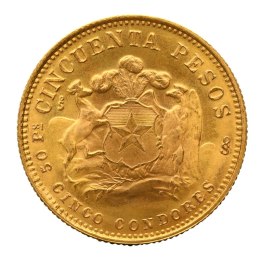 50 Peso Chile Liberty Złota Moneta | 1926-1980