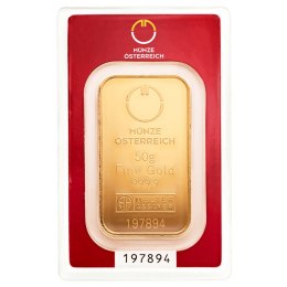 50g złota sztabka Mennica Austriacka – bita, blister z certyfikatem