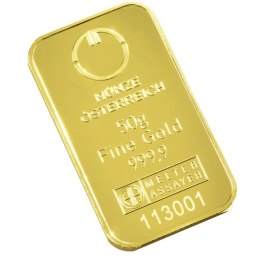 50g złota sztabka Mennica Austriacka – bita, blister z certyfikatem