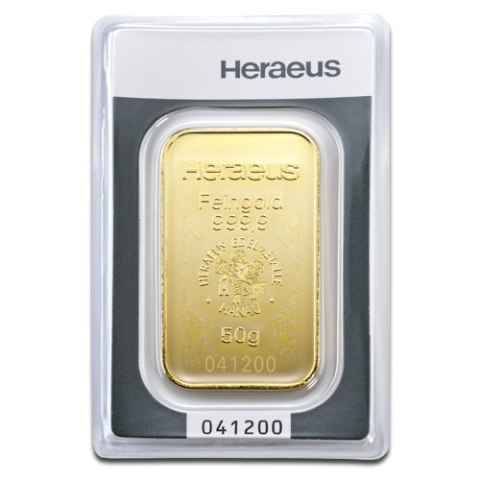 50g Złota Sztabka Heraeus 50g Złota Sztabka Heraeus