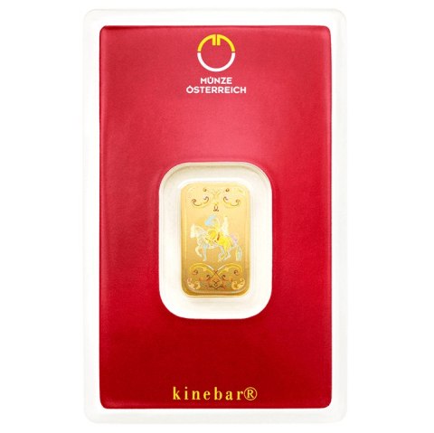 Złota sztabka 5g Kinebar z hologramem Kinegram – Mennica Austriacka, złoto 999,9 w certyfikowanym opakowaniu Złota sztabka 5g Kinebar z hologramem Kinegram – Mennica Austriacka, złoto 999,9 w certyfikowanym opakowaniu