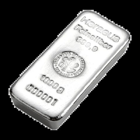 1 Kilogram Srebrna Sztabka | Heraeus