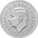 1 oz Brytyjski Lew 2025 srebrna moneta – awers w kapslu ochronnym
