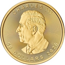 1 oz Liść Klonowy 2026 złota moneta bulionowa Royal Canadian Mint w kapslu ochronnym