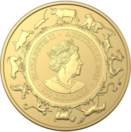 Złota moneta 1 oz Rok Bawoła 2021 z serii Lunar III