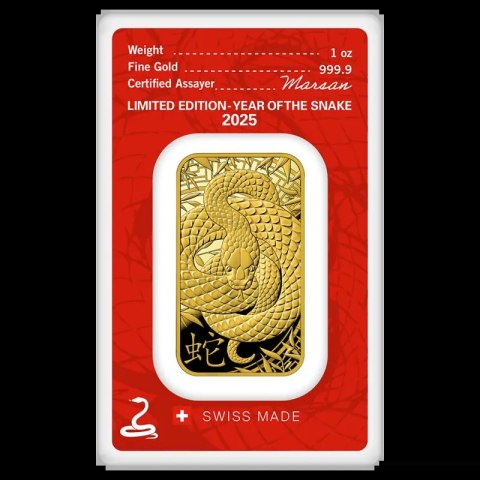 1 oz Rok Węża Złota Sztabka | Argor-Heraeus | 2025 1 oz Rok Węża Złota Sztabka | Argor-Heraeus | 2025