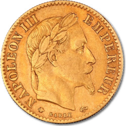 Złota moneta 10 Franków Napoleon III z koroną z lat 1854–1869
