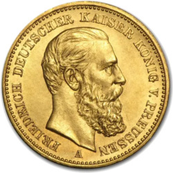 Złota moneta pruska 10 Marek z 1888 roku w kapslu ochronnym Złota moneta pruska 10 Marek z 1888 roku w kapslu ochronnym