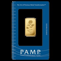 10 g Złota Sztabka Róża – PAMP Suisse, złoto inwestycyjne w blisterze CertiPack z motywem róży