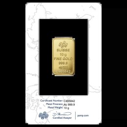 10 g Złota Sztabka Róża – PAMP Suisse, złoto inwestycyjne w blisterze CertiPack z motywem róży